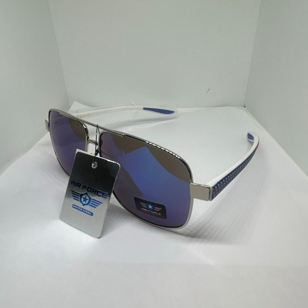 Air Force Aviator Mirrored Sunglasses Patriotic UV400 Classic Pilot Style